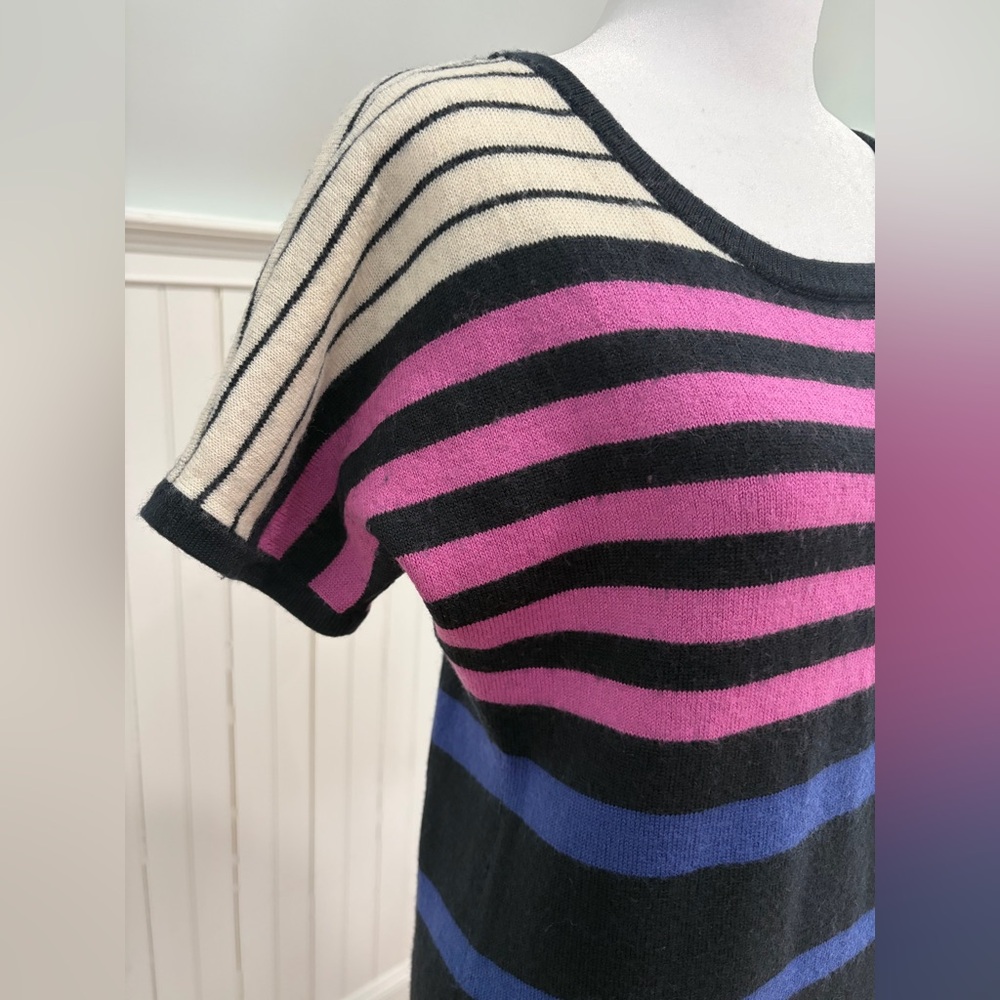 LOFT Black, Pink, and Blue Striped Midi Dress - Picture 3 of 8